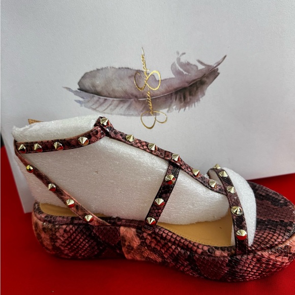Jessica Simpson Pink Snakeskin Studded Sandals - Picture 1 of 3
